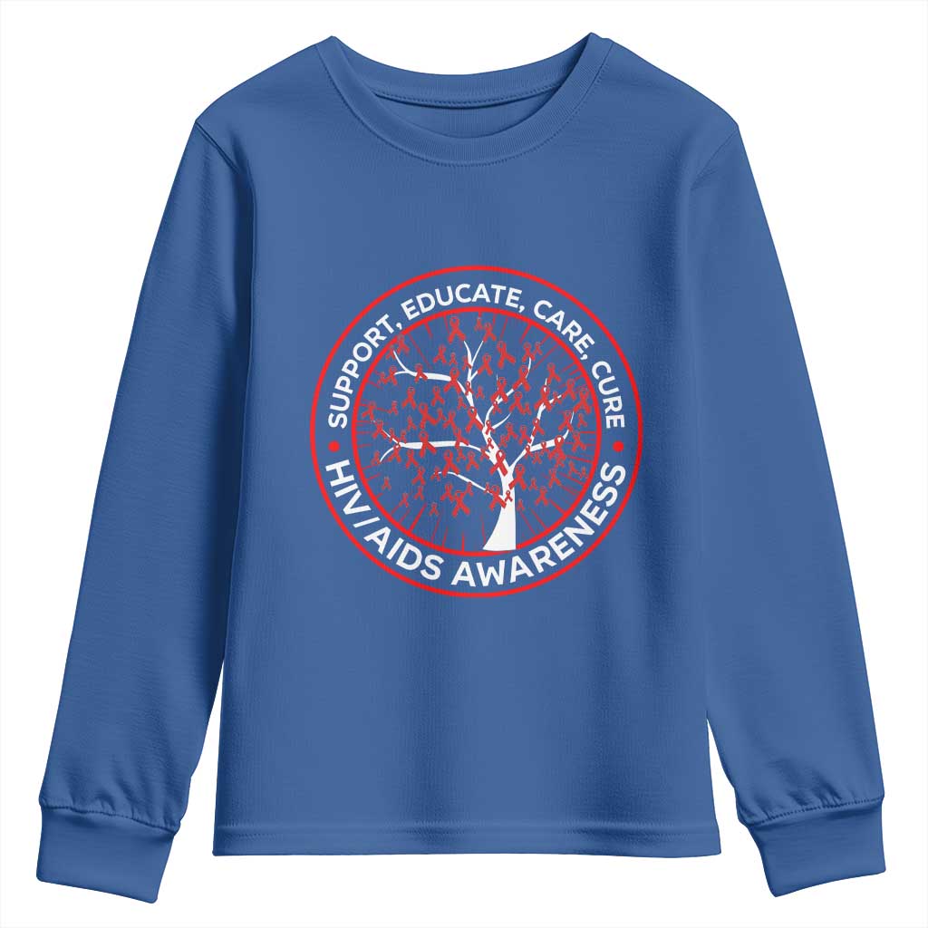 HIV AIDS Awareness Empowerment Gift Youth Sweatshirt Support Educate Care Cure - Wonder Print Shop