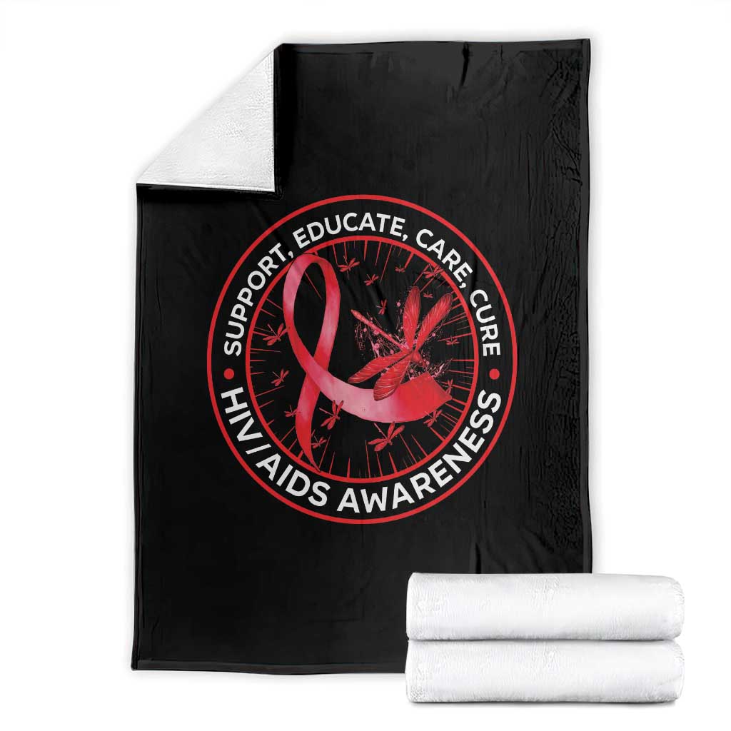 Support Educate Care Cure Throw Blanket HIV Awareness Month Gift - Wonder Print Shop
