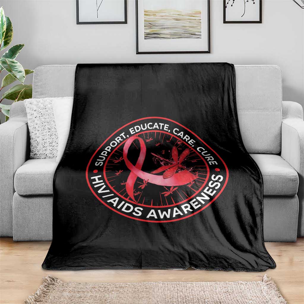 Support Educate Care Cure Throw Blanket HIV Awareness Month Gift - Wonder Print Shop