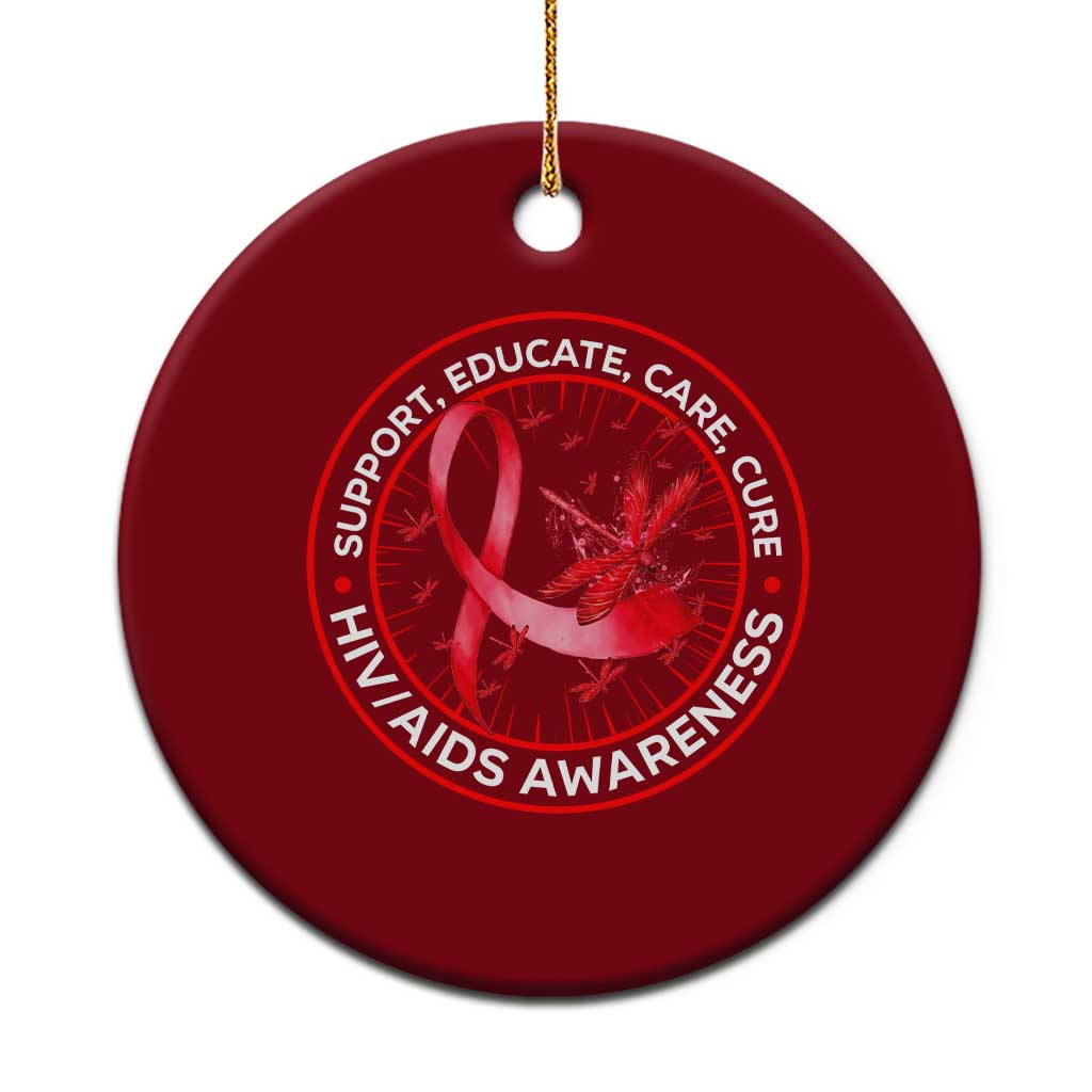 Support Educate Care Cure Ceramic Ornament HIV Awareness Month Gift - Wonder Print Shop