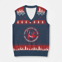 Support Educate Care Cure V-Neck Knit Sweater Vest HIV Awareness Month Gift - Wonder Print Shop