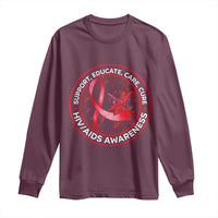 Support Educate Care Cure Long Sleeve Shirt HIV Awareness Month Gift - Wonder Print Shop