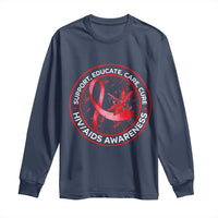 Support Educate Care Cure Long Sleeve Shirt HIV Awareness Month Gift - Wonder Print Shop