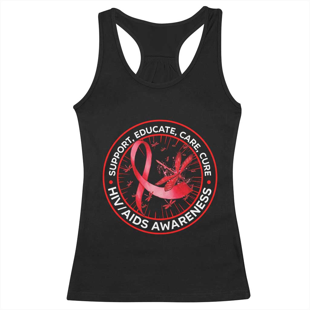 Support Educate Care Cure Racerback Tank Top HIV Awareness Month Gift - Wonder Print Shop