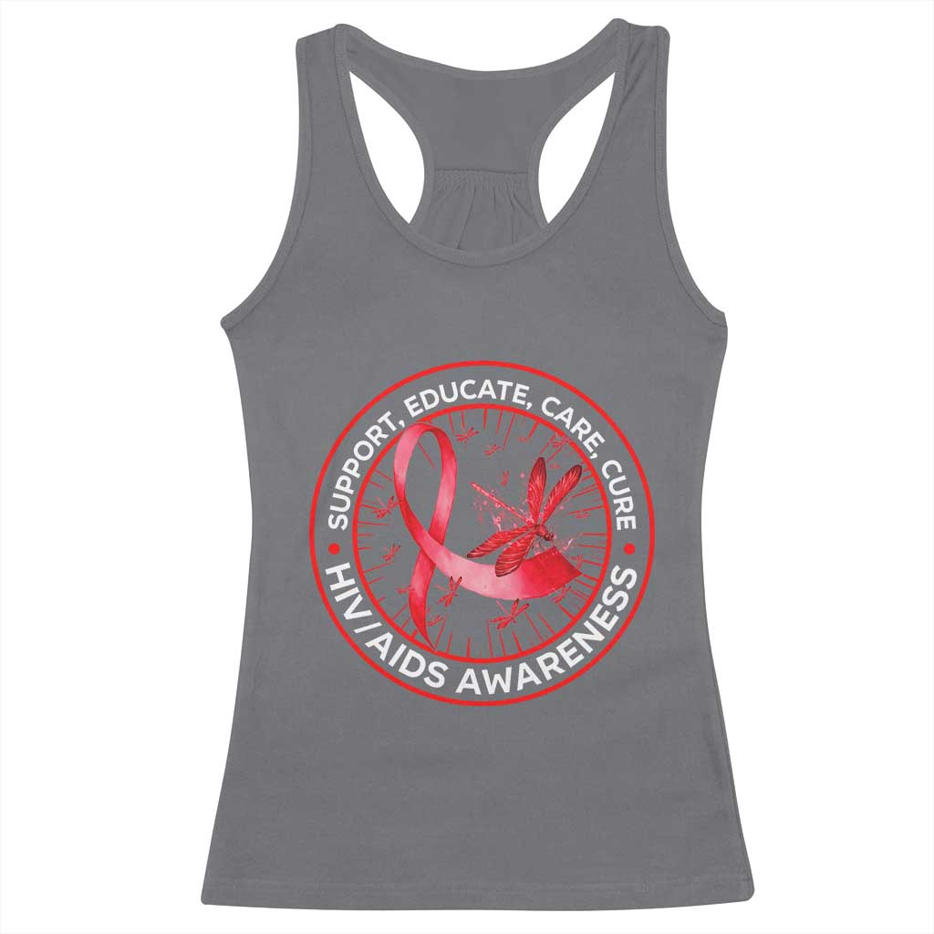 Support Educate Care Cure Racerback Tank Top HIV Awareness Month Gift - Wonder Print Shop