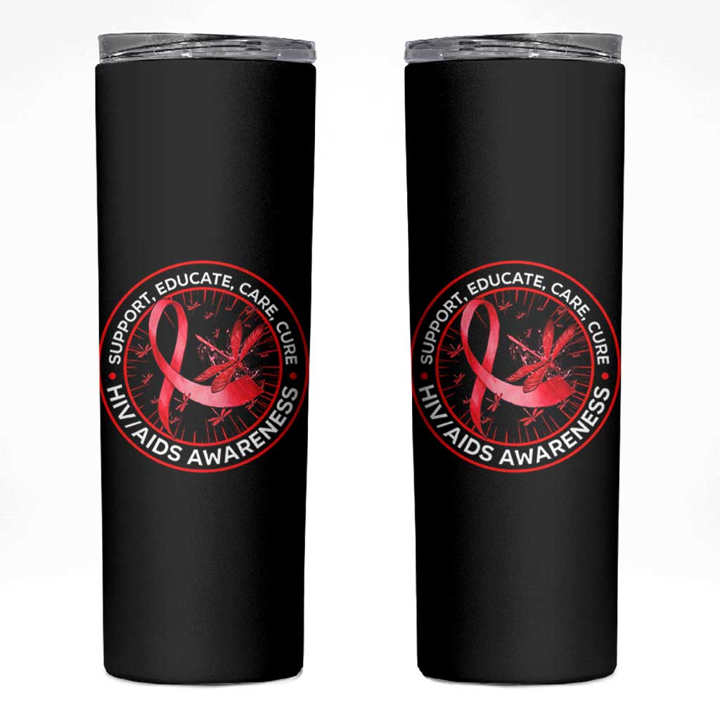 Support Educate Care Cure Skinny Tumbler HIV Awareness Month Gift - Wonder Print Shop