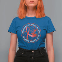 Support Educate Care Cure T Shirt For Women HIV Awareness Month Gift - Wonder Print Shop