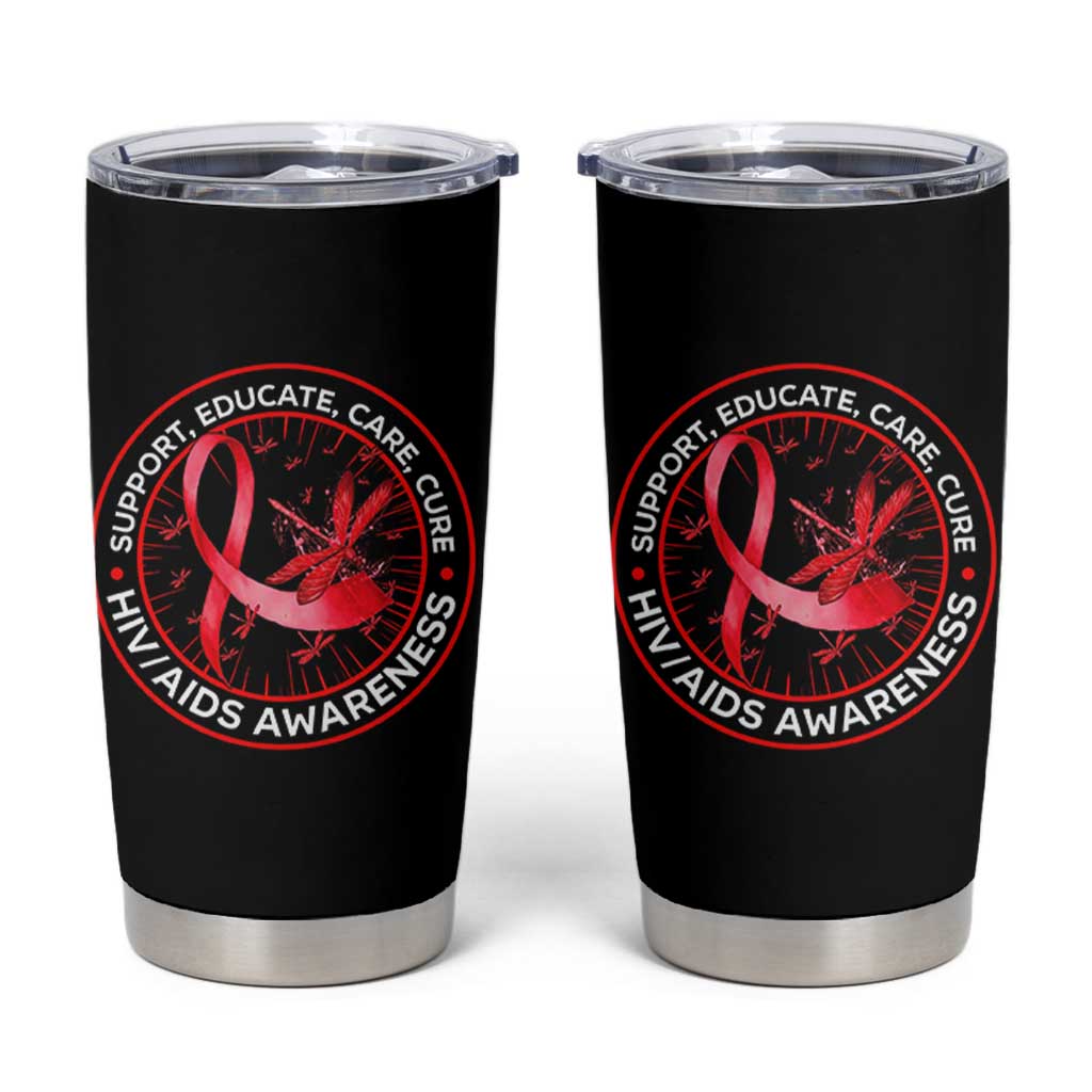 Support Educate Care Cure Tumbler Cup HIV Awareness Month Gift - Wonder Print Shop