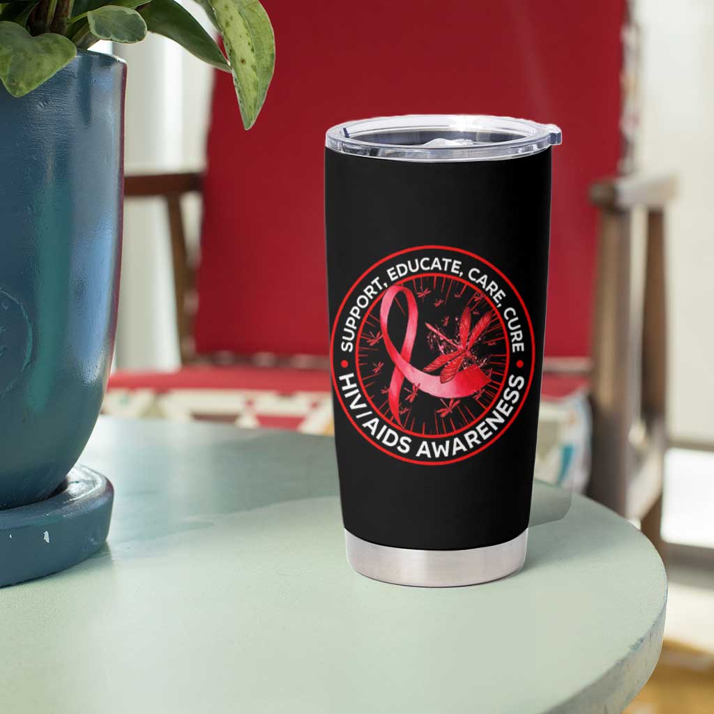 Support Educate Care Cure Tumbler Cup HIV Awareness Month Gift - Wonder Print Shop