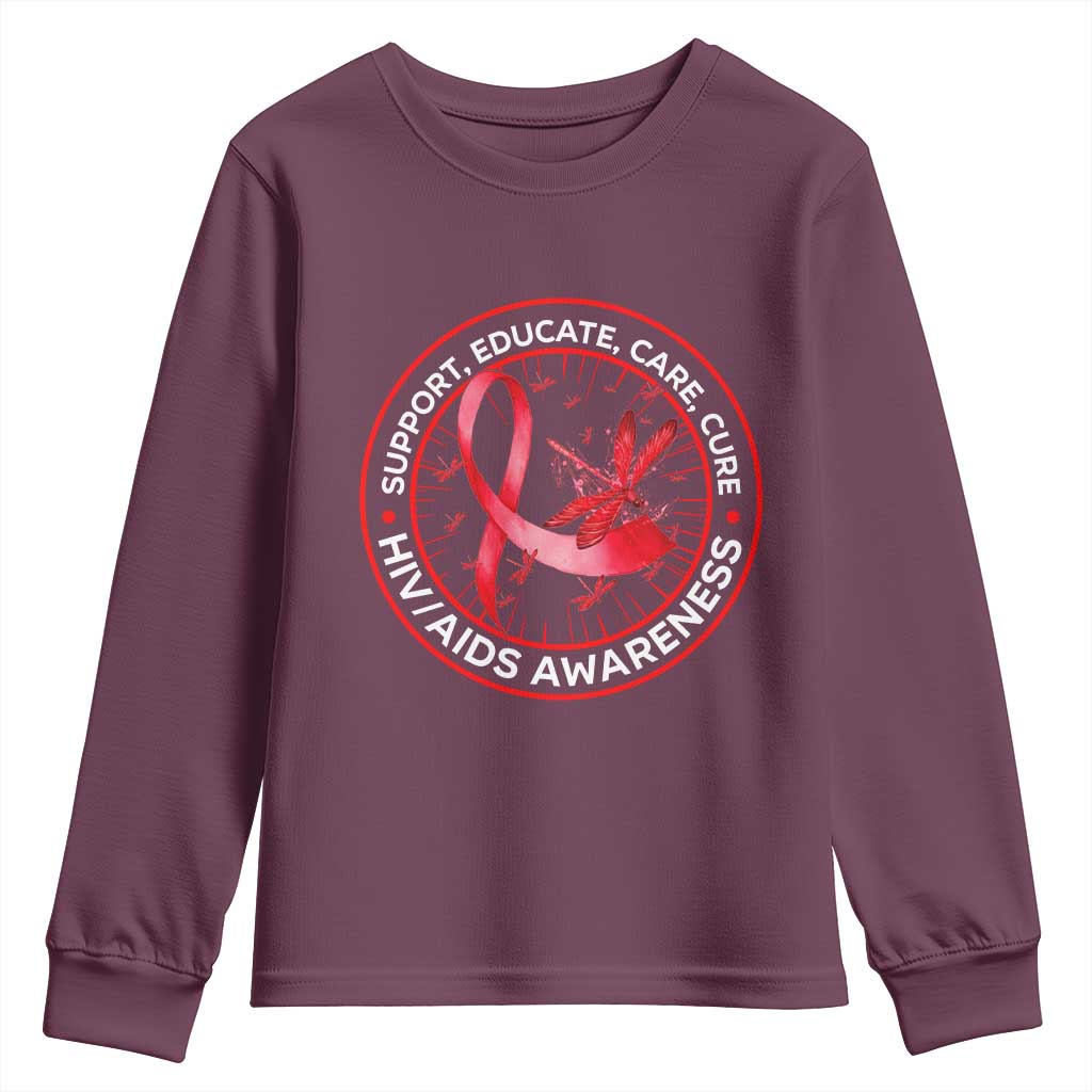 Support Educate Care Cure Youth Sweatshirt HIV Awareness Month Gift - Wonder Print Shop