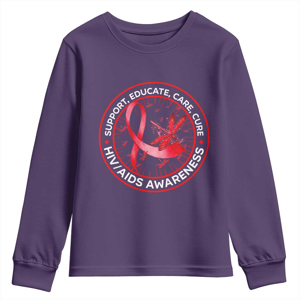 Support Educate Care Cure Youth Sweatshirt HIV Awareness Month Gift - Wonder Print Shop