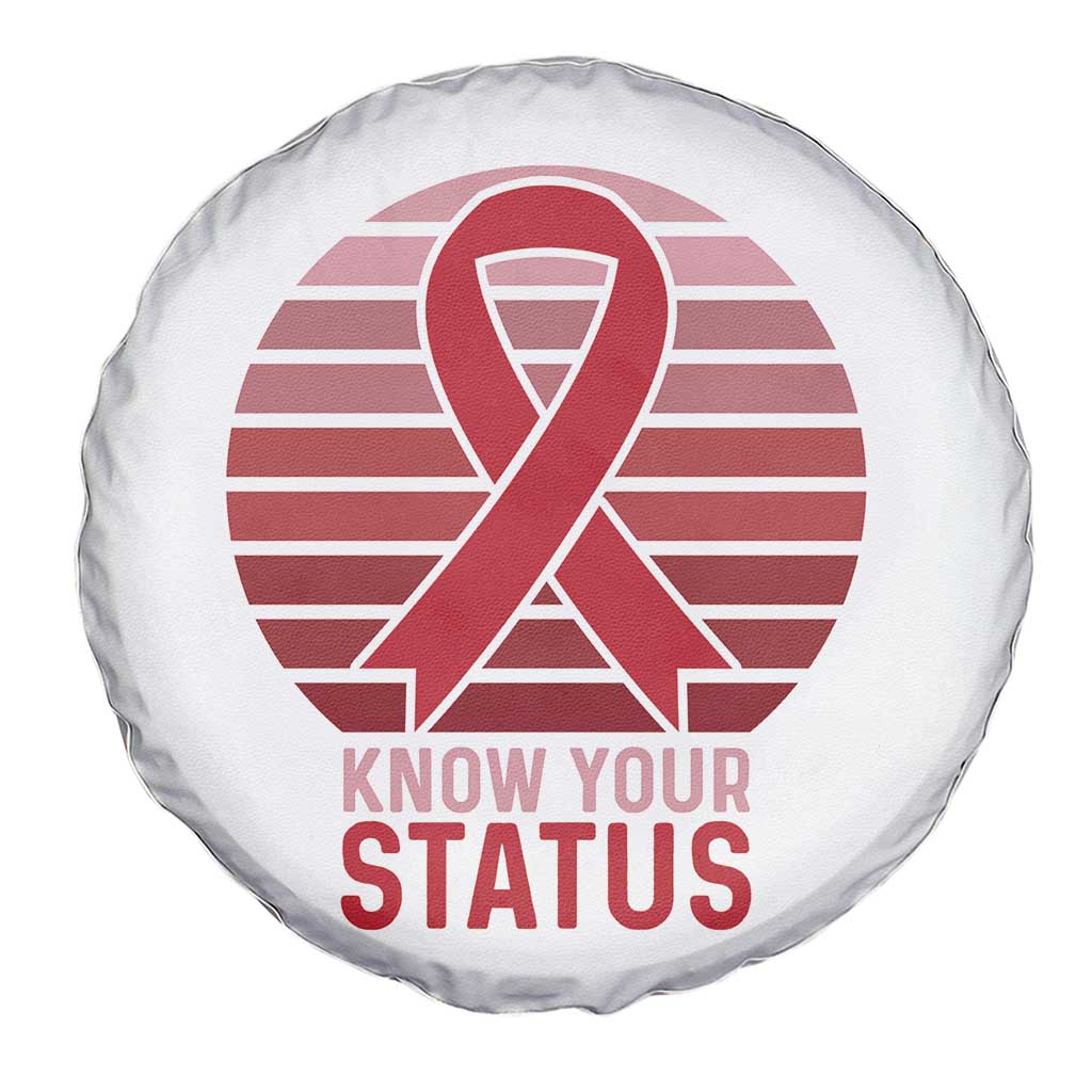 Know Your Status HIV Awareness Spare Tire Cover World Aids Day Gift - Wonder Print Shop