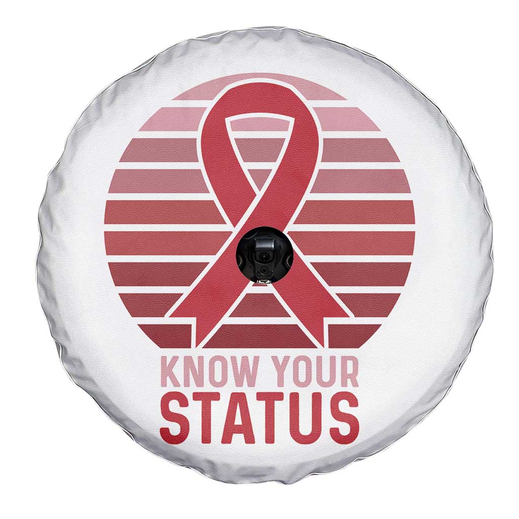 Know Your Status HIV Awareness Spare Tire Cover World Aids Day Gift - Wonder Print Shop