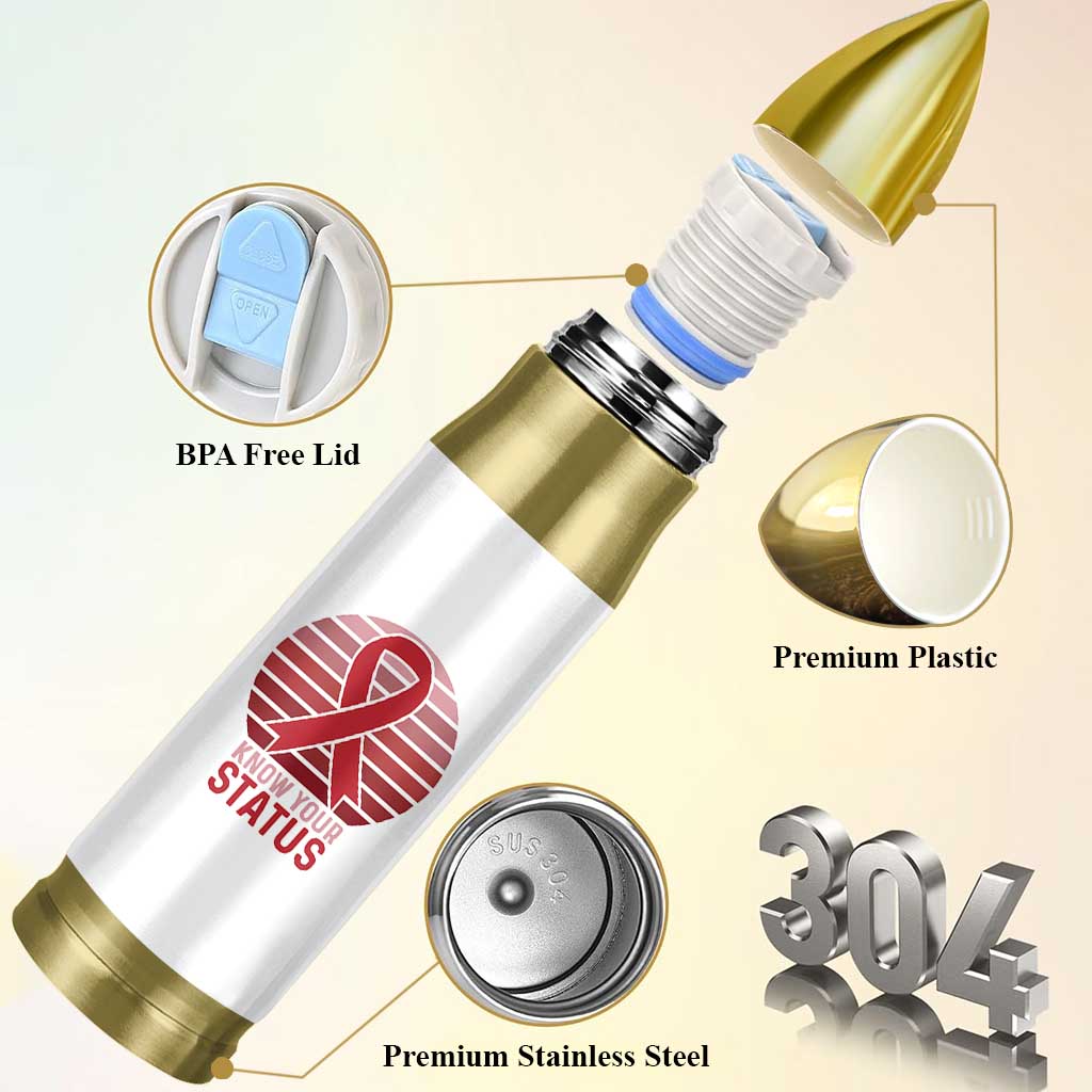 Know Your Status HIV Awareness Bullet Tumbler World Aids Day Gift - Wonder Print Shop