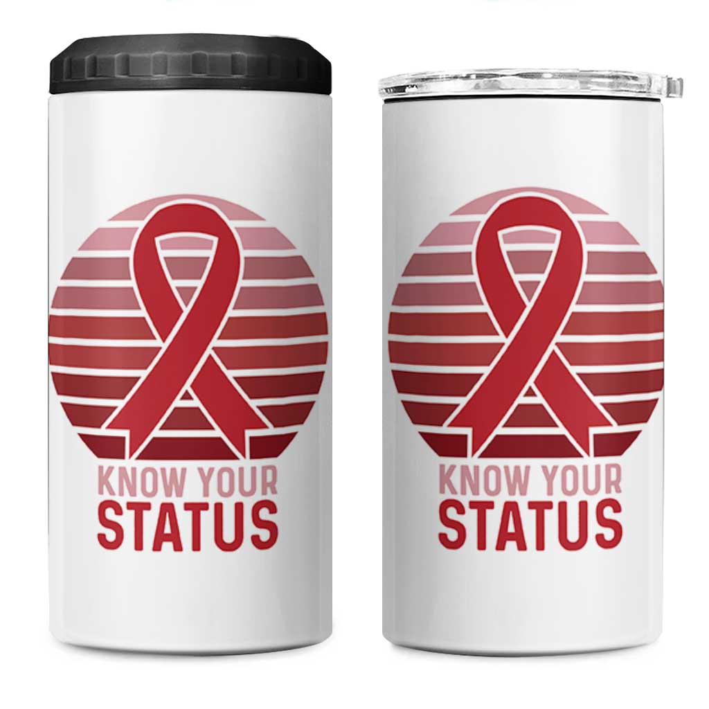 Know Your Status HIV Awareness 4 in 1 Can Cooler Tumbler World Aids Day Gift - Wonder Print Shop