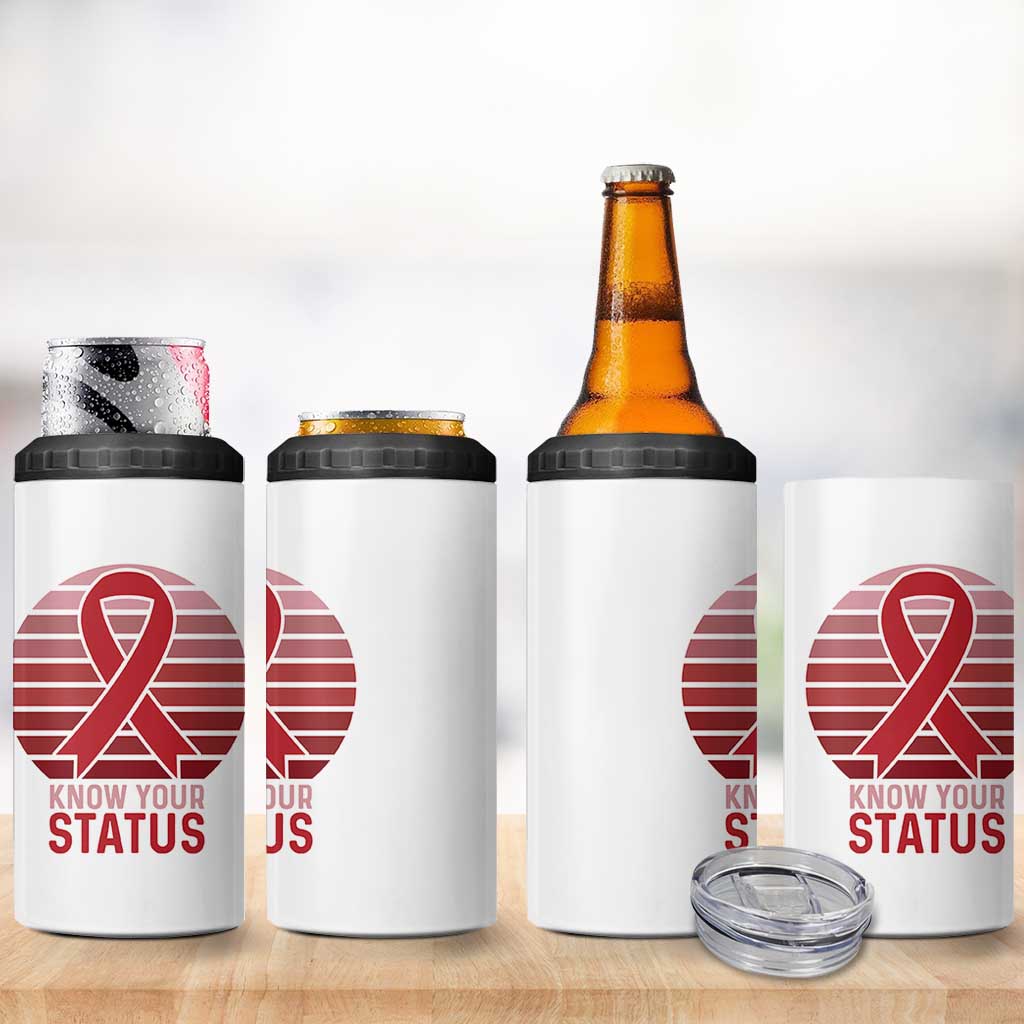 Know Your Status HIV Awareness 4 in 1 Can Cooler Tumbler World Aids Day Gift - Wonder Print Shop