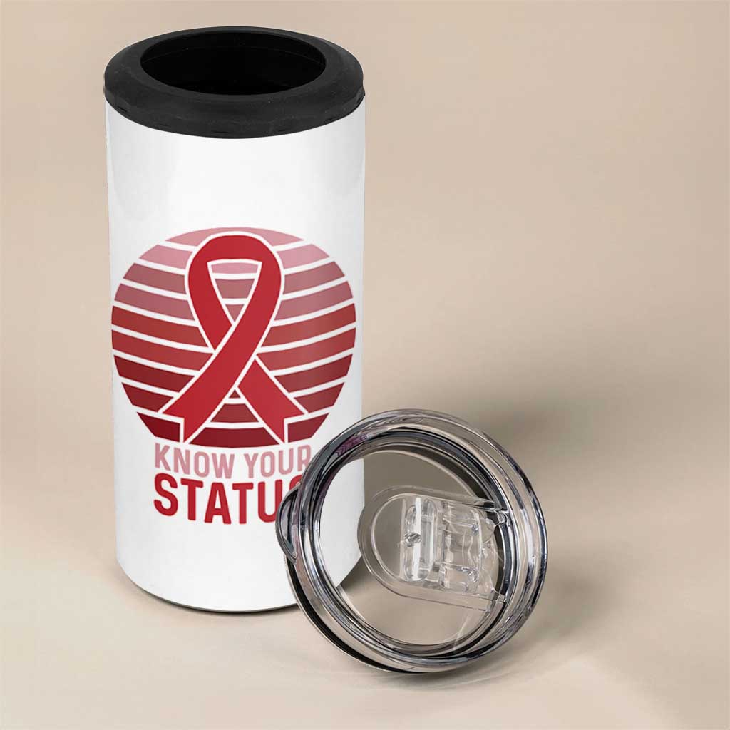 Know Your Status HIV Awareness 4 in 1 Can Cooler Tumbler World Aids Day Gift - Wonder Print Shop