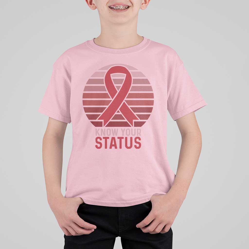 Know Your Status HIV Awareness T Shirt For Kid World Aids Day Gift - Wonder Print Shop