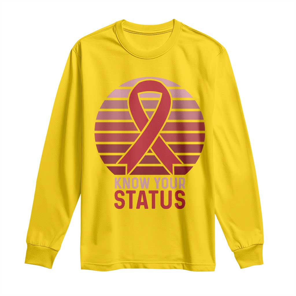 Know Your Status HIV Awareness Long Sleeve Shirt World Aids Day Gift - Wonder Print Shop
