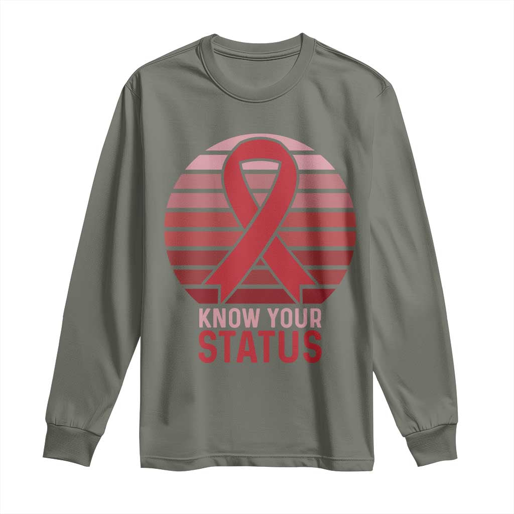 Know Your Status HIV Awareness Long Sleeve Shirt World Aids Day Gift - Wonder Print Shop