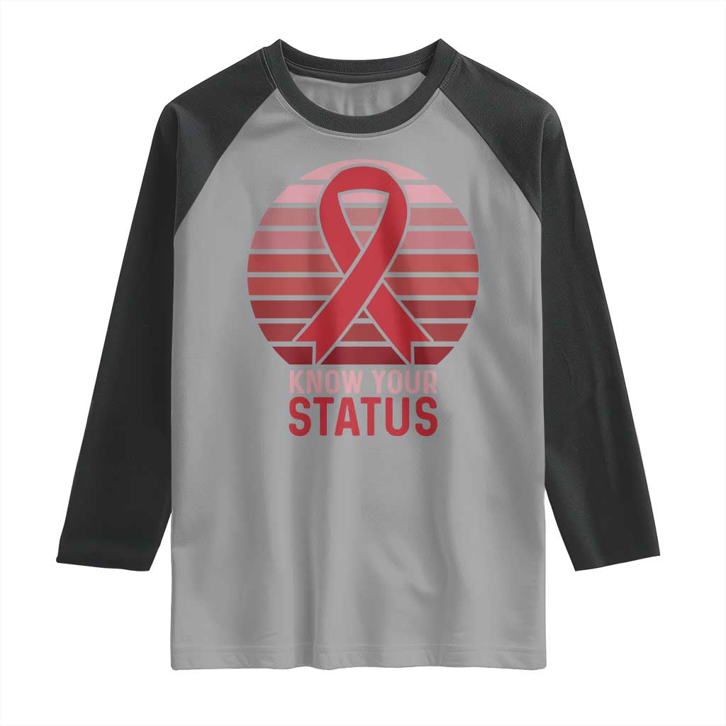 Know Your Status HIV Awareness Raglan Shirt World Aids Day Gift - Wonder Print Shop