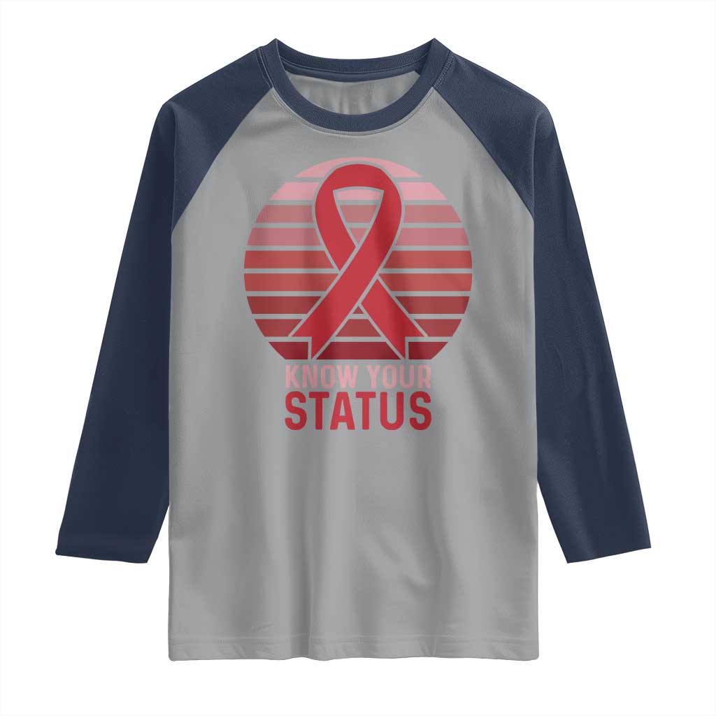 Know Your Status HIV Awareness Raglan Shirt World Aids Day Gift - Wonder Print Shop