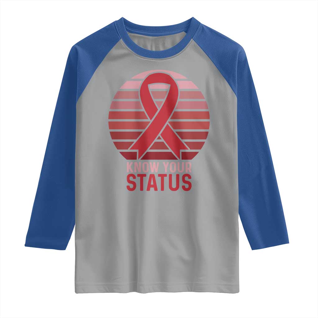 Know Your Status HIV Awareness Raglan Shirt World Aids Day Gift - Wonder Print Shop
