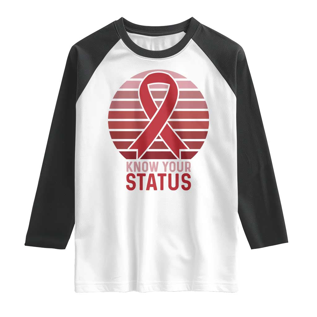 Know Your Status HIV Awareness Raglan Shirt World Aids Day Gift - Wonder Print Shop