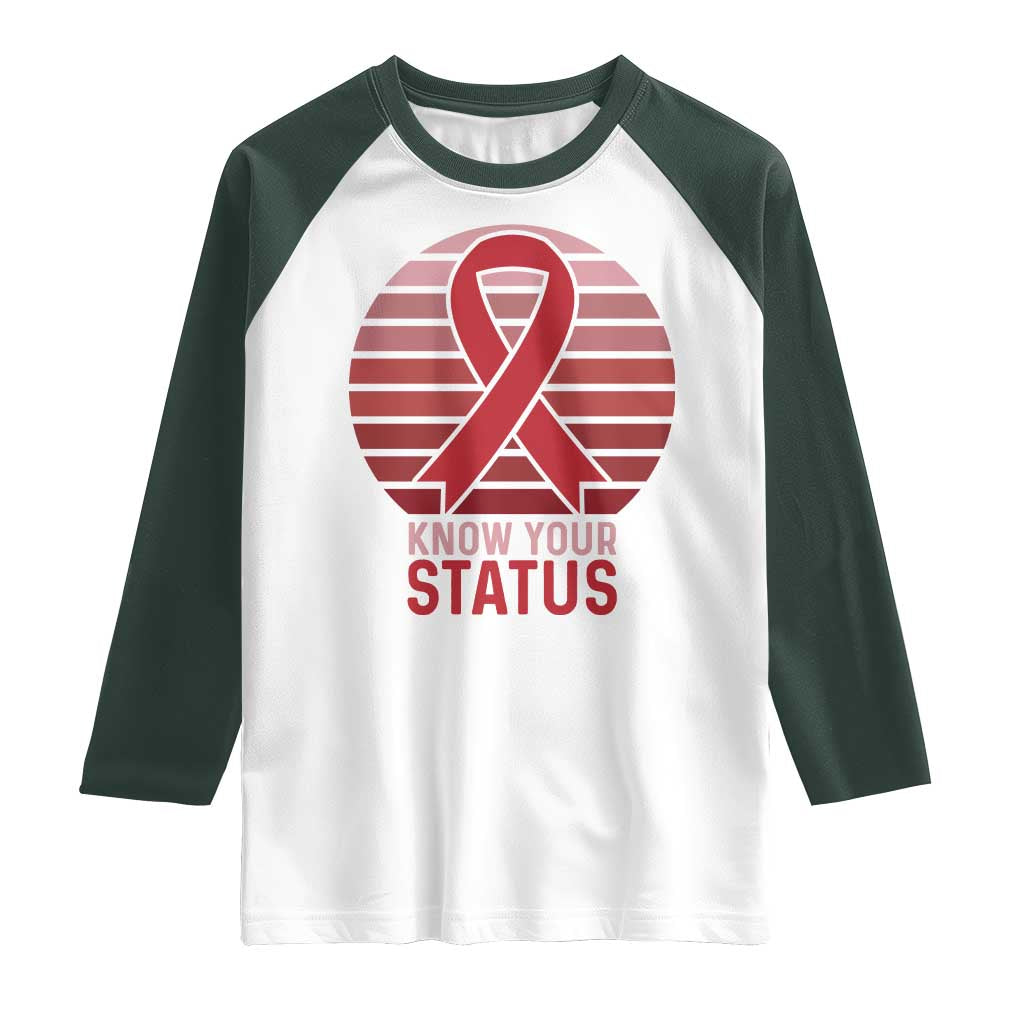Know Your Status HIV Awareness Raglan Shirt World Aids Day Gift - Wonder Print Shop