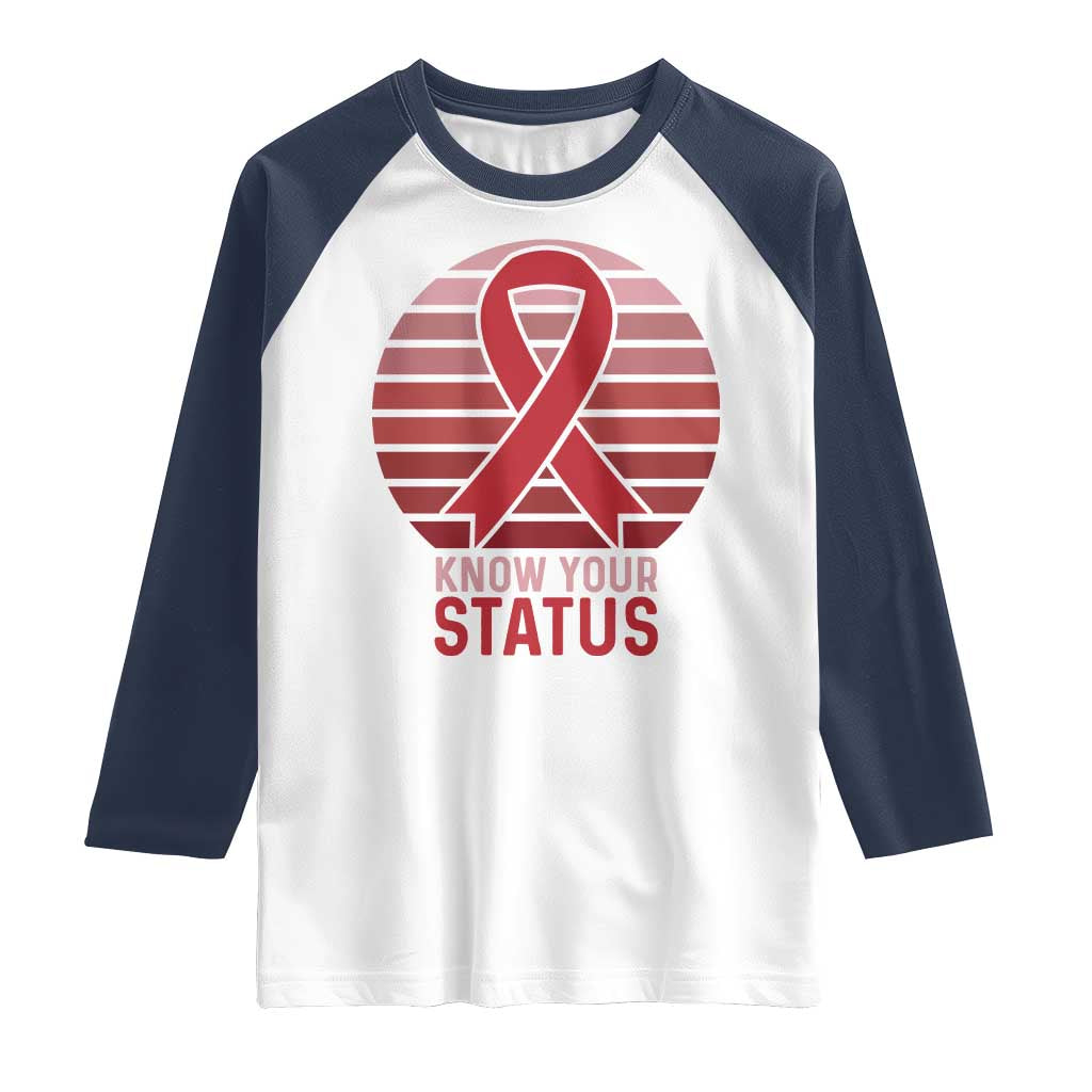 Know Your Status HIV Awareness Raglan Shirt World Aids Day Gift - Wonder Print Shop