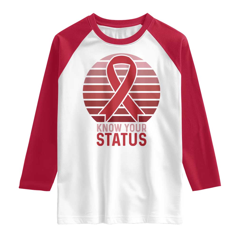 Know Your Status HIV Awareness Raglan Shirt World Aids Day Gift - Wonder Print Shop
