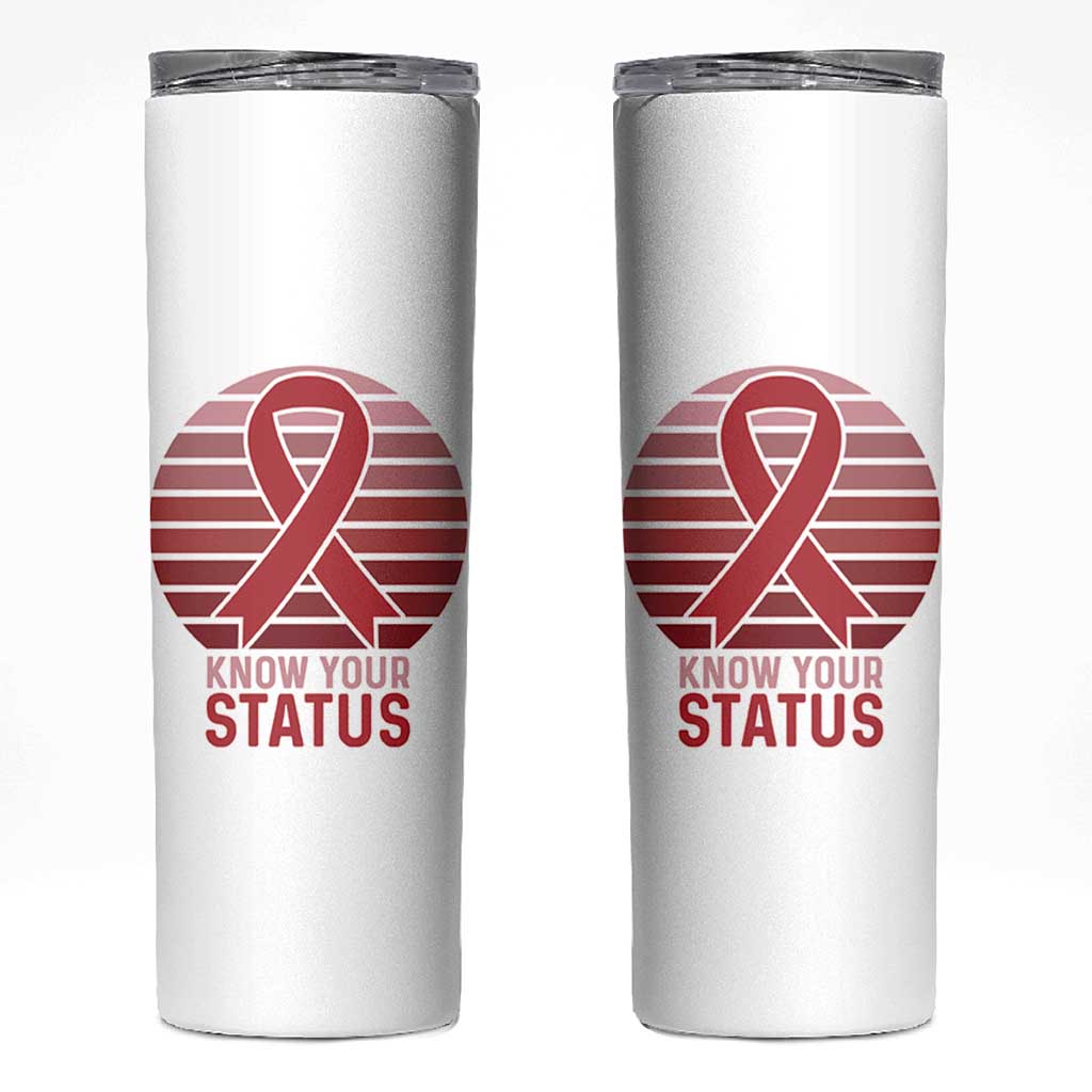 Know Your Status HIV Awareness Skinny Tumbler World Aids Day Gift - Wonder Print Shop