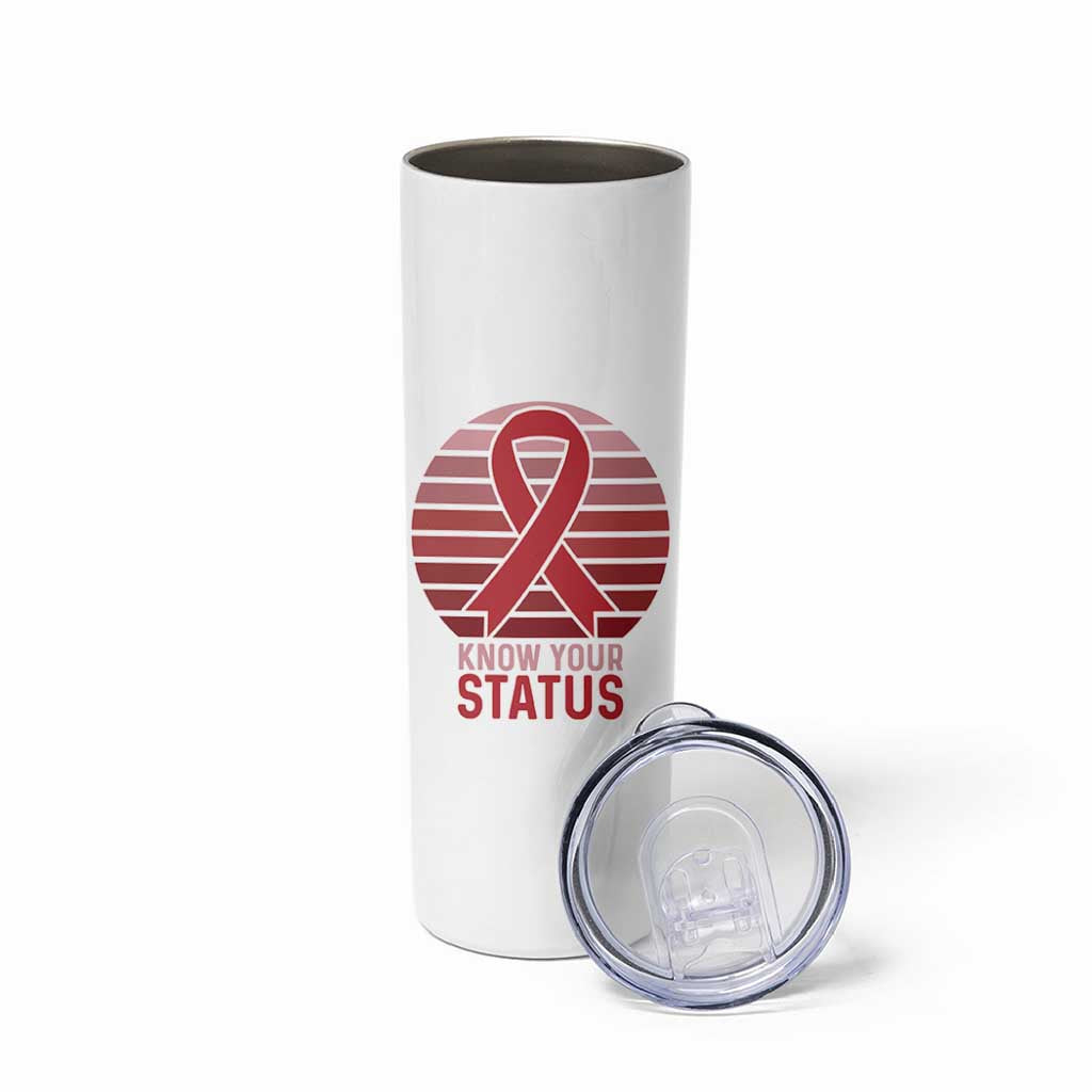 Know Your Status HIV Awareness Skinny Tumbler World Aids Day Gift - Wonder Print Shop
