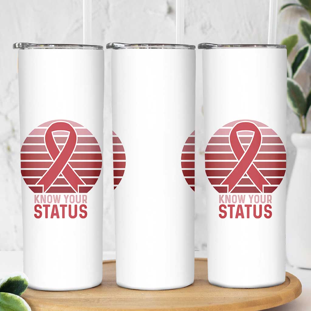 Know Your Status HIV Awareness Skinny Tumbler World Aids Day Gift - Wonder Print Shop