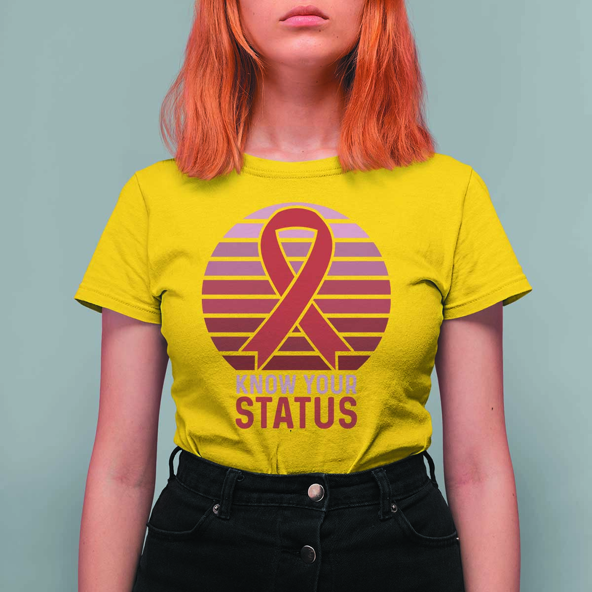 Know Your Status HIV Awareness T Shirt For Women World Aids Day Gift - Wonder Print Shop