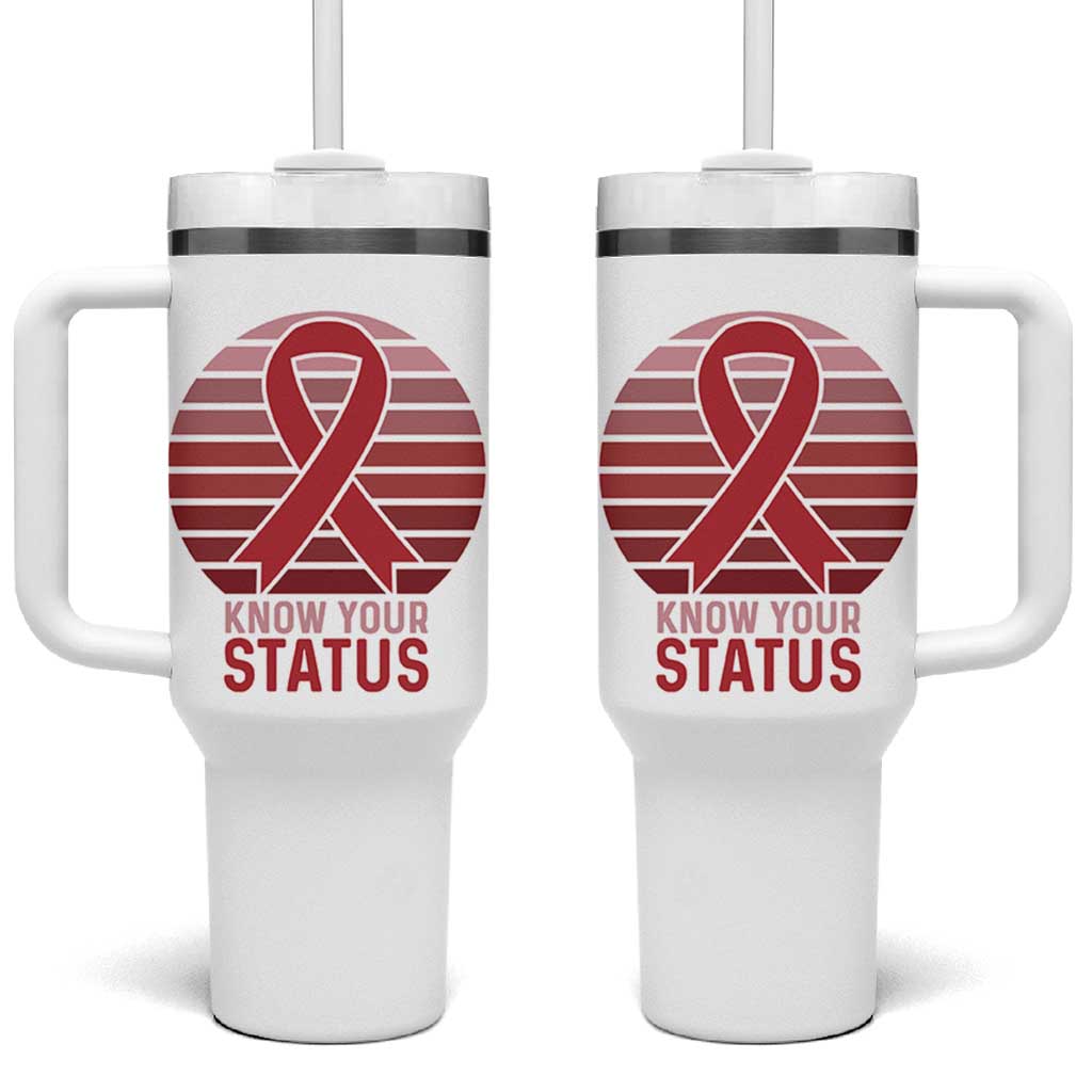 Know Your Status HIV Awareness Tumbler With Handle World Aids Day Gift - Wonder Print Shop