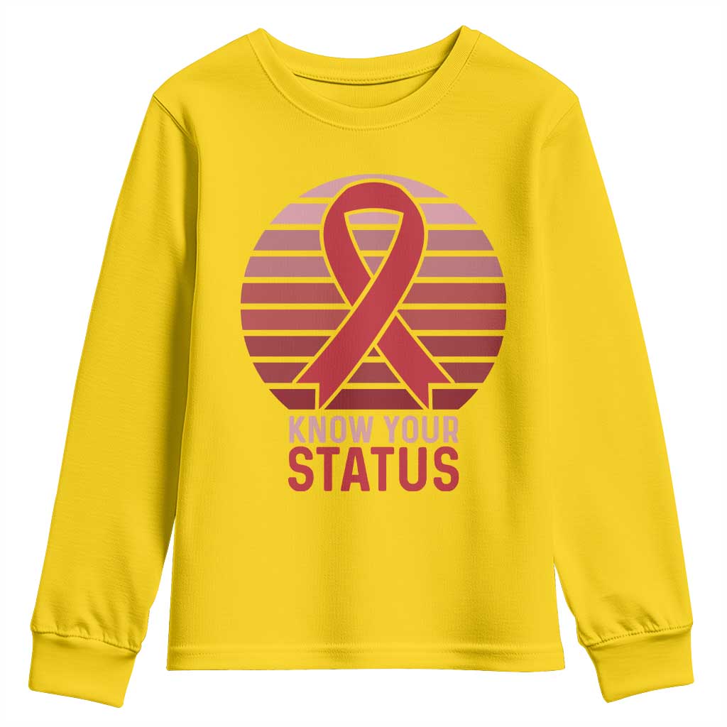 Know Your Status HIV Awareness Youth Sweatshirt World Aids Day Gift - Wonder Print Shop