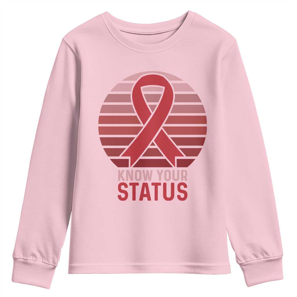 Know Your Status HIV Awareness Youth Sweatshirt World Aids Day Gift - Wonder Print Shop