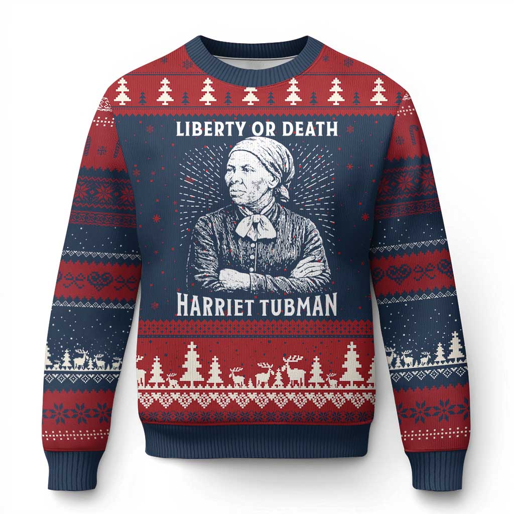 Harriet Tubman Liberty Or Death Ugly Christmas Sweater Female Empowerment History Gift - Wonder Print Shop