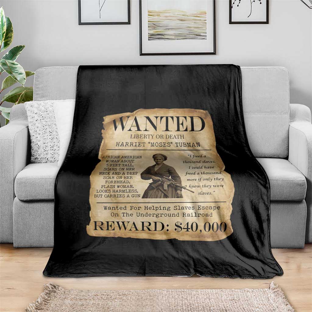 Vintage Harriet Tubman Poster Throw Blanket Wanted For Helping Slaves Escape - Wonder Print Shop