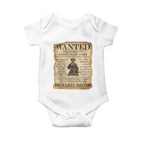 Vintage Harriet Tubman Poster Baby Onesie Wanted For Helping Slaves Escape - Wonder Print Shop