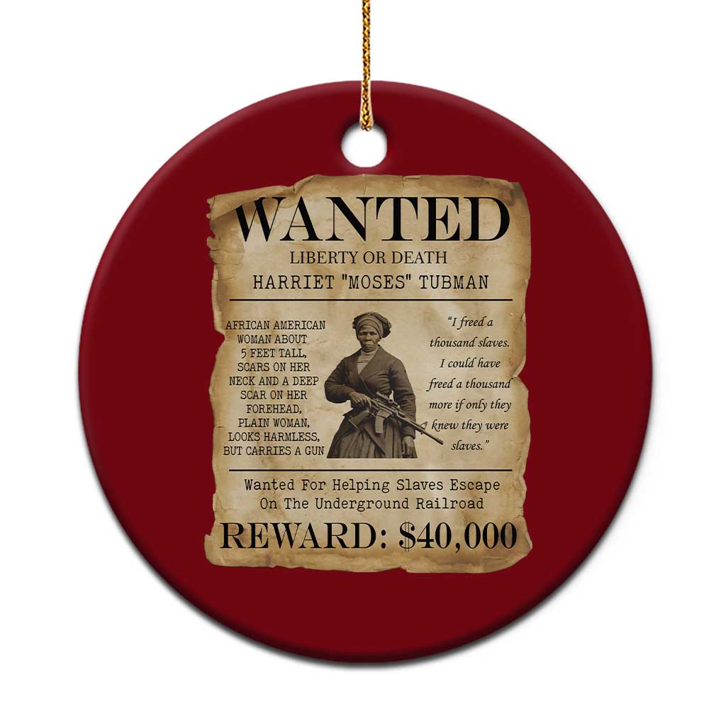 Vintage Harriet Tubman Poster Ceramic Ornament Wanted For Helping Slaves Escape - Wonder Print Shop