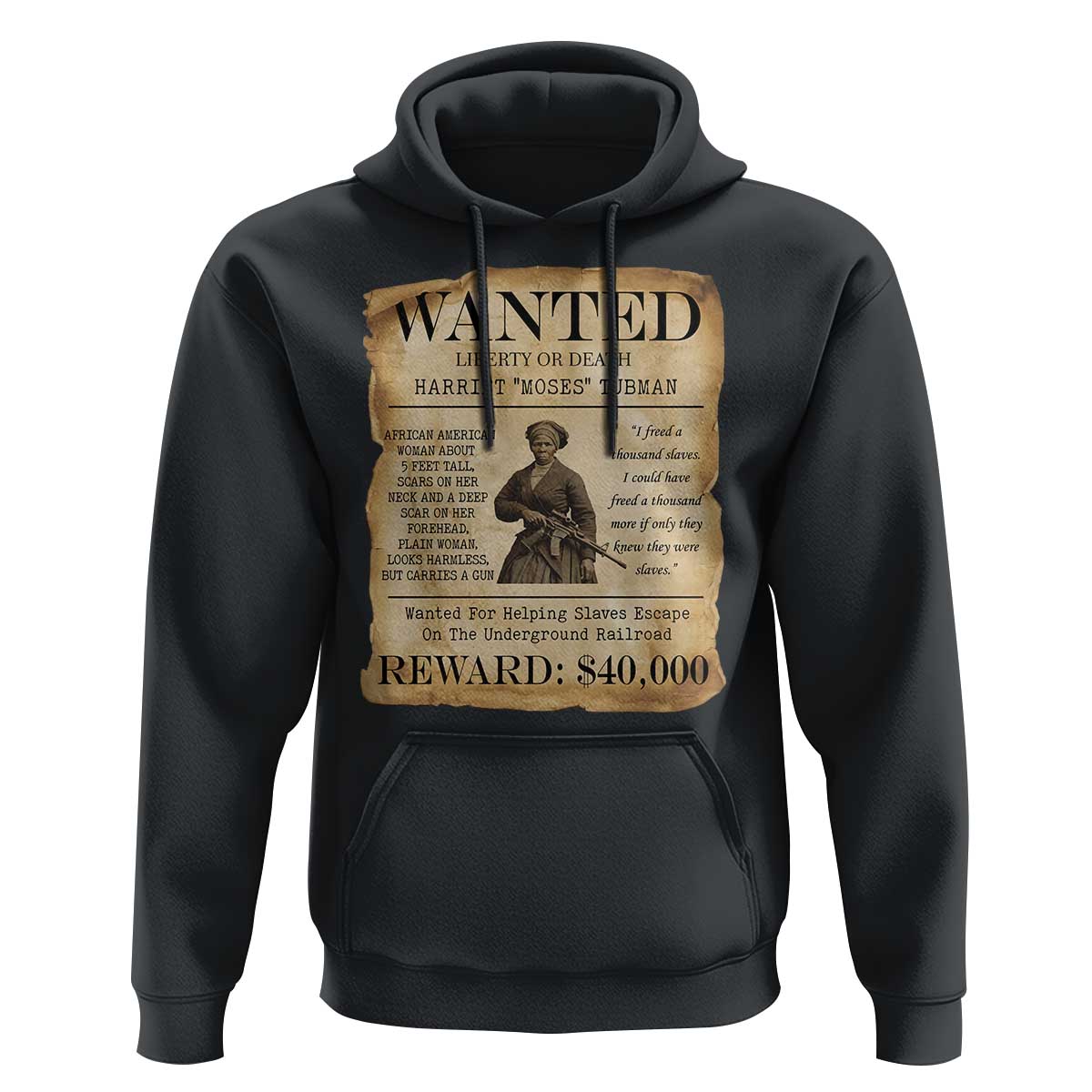 Vintage Harriet Tubman Poster Hoodie Wanted For Helping Slaves Escape - Wonder Print Shop