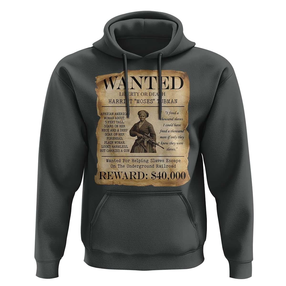 Vintage Harriet Tubman Poster Hoodie Wanted For Helping Slaves Escape - Wonder Print Shop