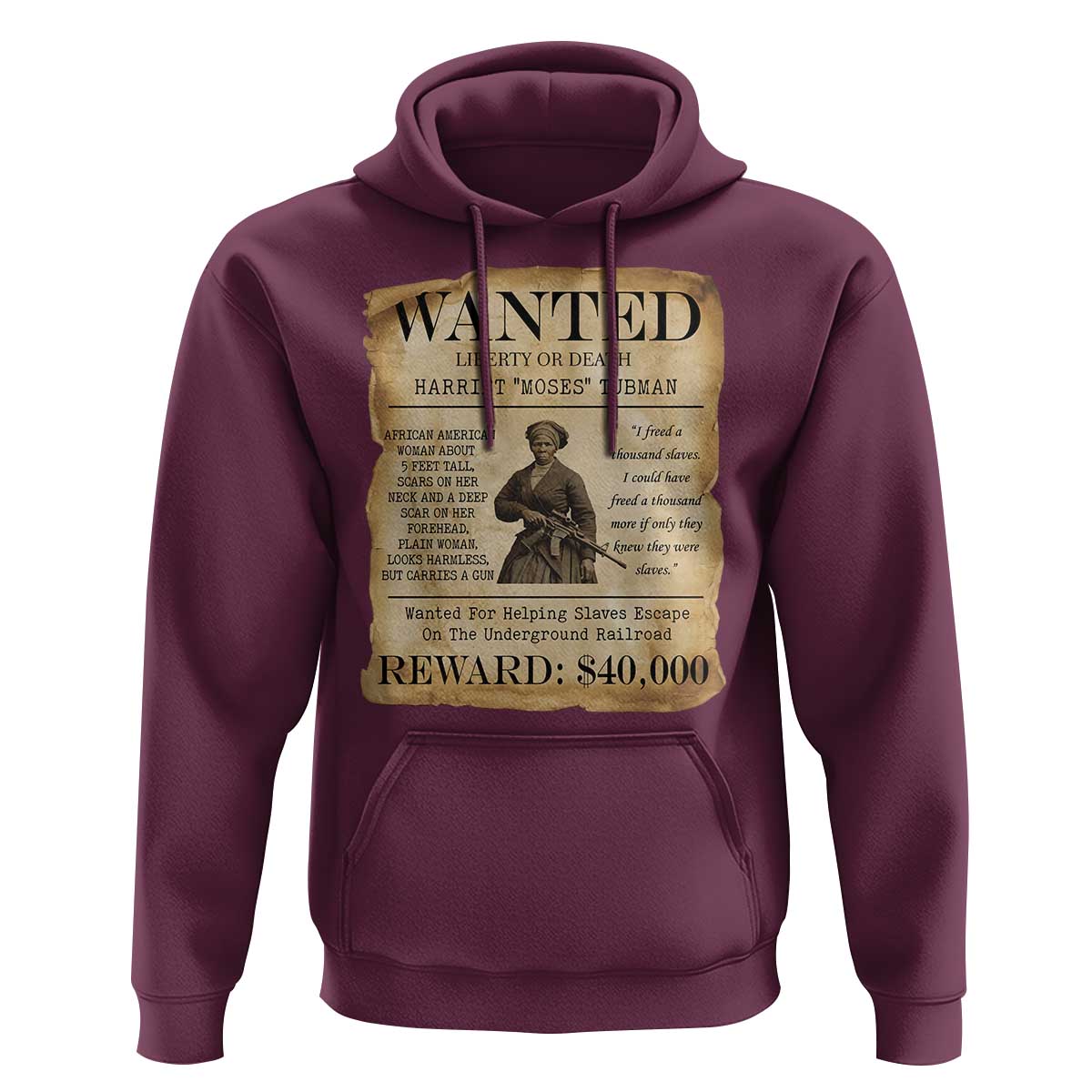 Vintage Harriet Tubman Poster Hoodie Wanted For Helping Slaves Escape - Wonder Print Shop