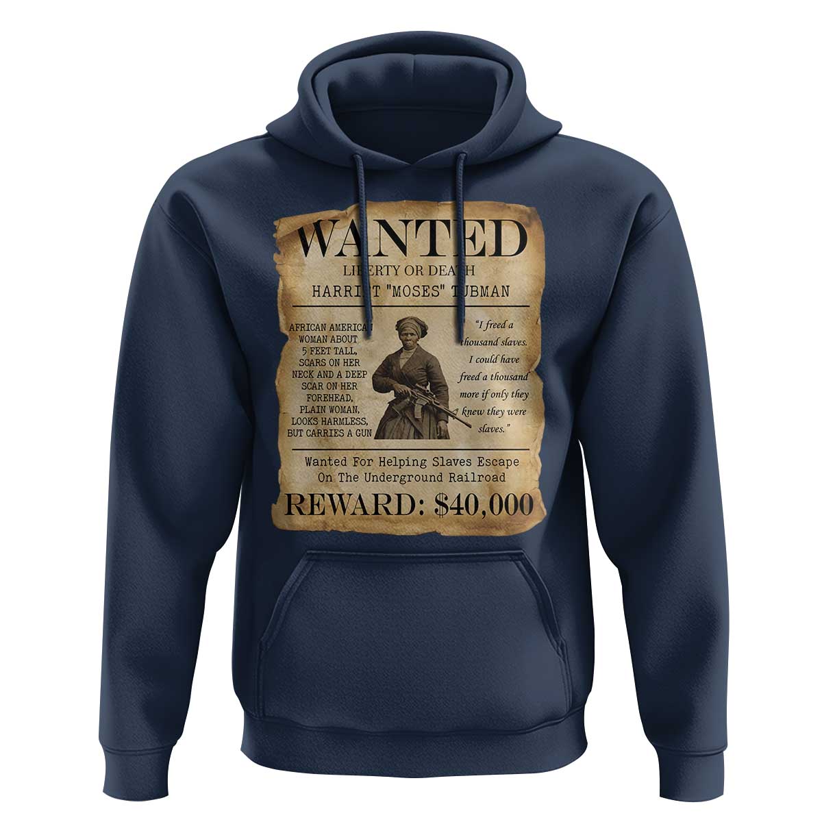 Vintage Harriet Tubman Poster Hoodie Wanted For Helping Slaves Escape - Wonder Print Shop