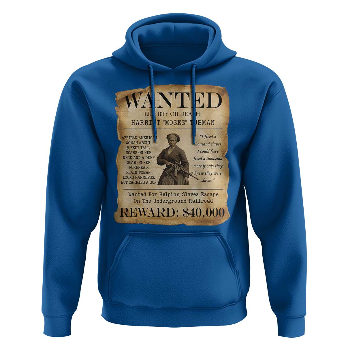 Vintage Harriet Tubman Poster Hoodie Wanted For Helping Slaves Escape - Wonder Print Shop