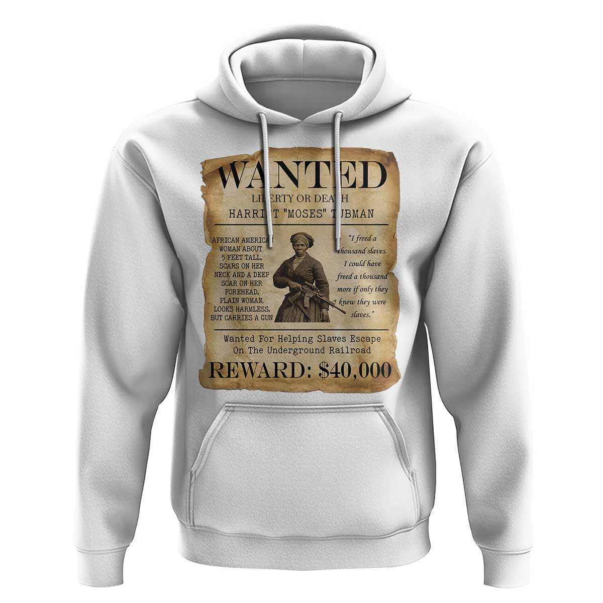Vintage Harriet Tubman Poster Hoodie Wanted For Helping Slaves Escape - Wonder Print Shop