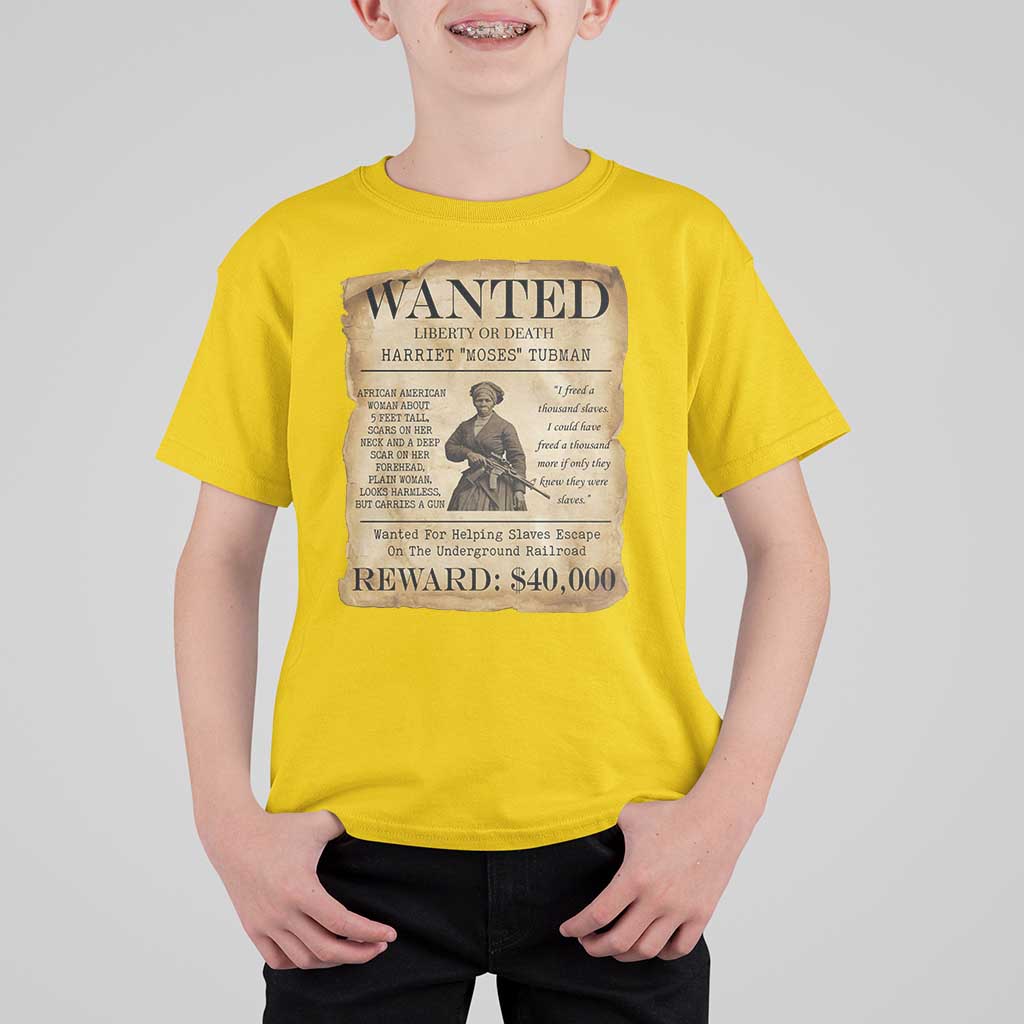 Vintage Harriet Tubman Poster T Shirt For Kid Wanted For Helping Slaves Escape - Wonder Print Shop