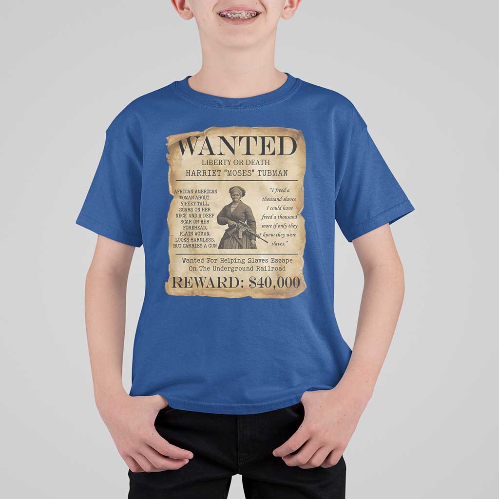 Vintage Harriet Tubman Poster T Shirt For Kid Wanted For Helping Slaves Escape - Wonder Print Shop